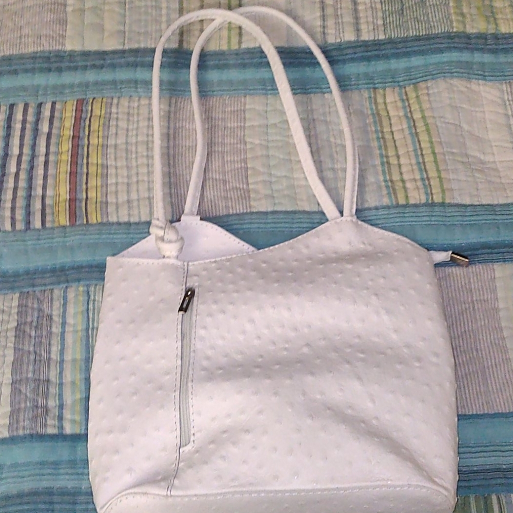 Borse in Pelle, White Italian Leather Bag